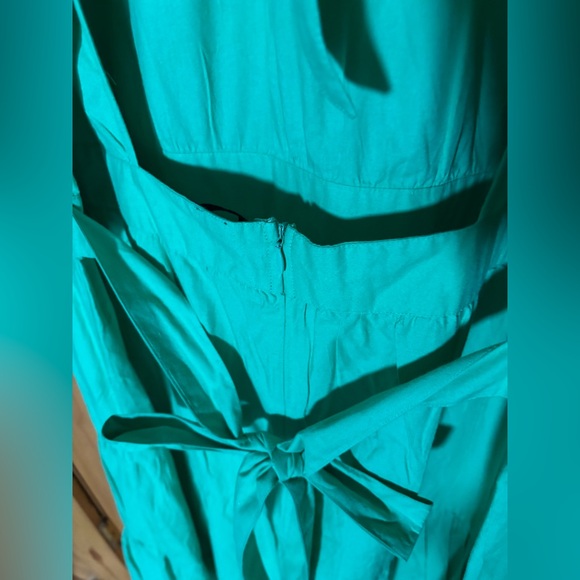 Influence Open Back Tiered Midi Dress Green Puff Sleeve Plus Sz 22 Cruise Vacay - Picture 7 of 14